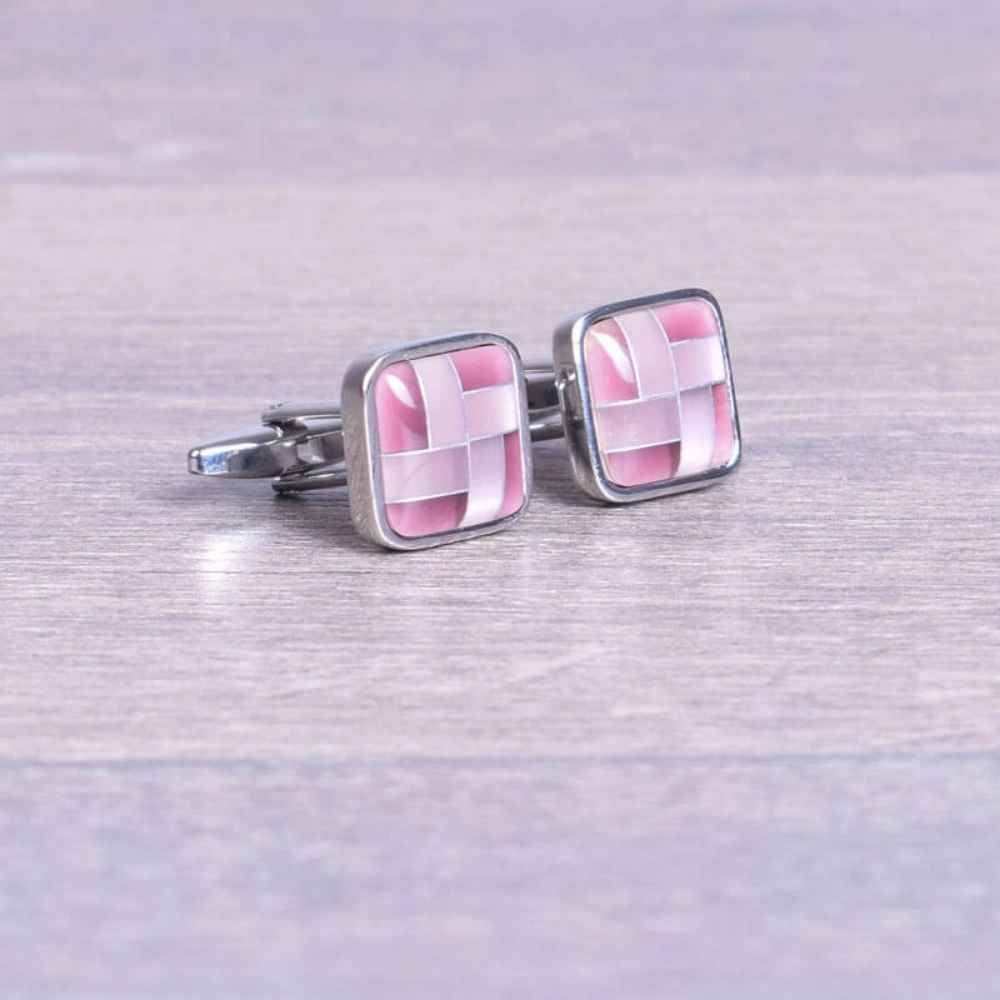 Picture of Silver Cufflink With Pink Stones