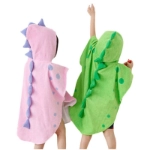 Picture of Green Dinosaur Bath Towel With Hoody For Babies (With Name Embroidery Option)