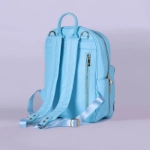 Picture of Blue Leather Maternity Backpack With Changing Pad Travel (With Name Embroidery)