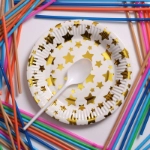 صورة White With Golden Star Paper Plate