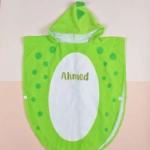 Picture of Green Dinosaur Bath Towel With Hoody For Babies (With Name Embroidery Option)