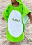 Picture of Green Dinosaur Bath Towel With Hoody For Babies (With Name Embroidery Option)