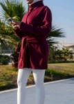 صورة 7473 Not So Basic Maroon Long Jacket For Women