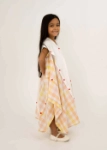 Picture of Yellow Orange Checkered Daraa For Girls