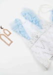 Picture of White And Blue Sequin Gergean Dress With Headband And Shoulder Bag For Newborn