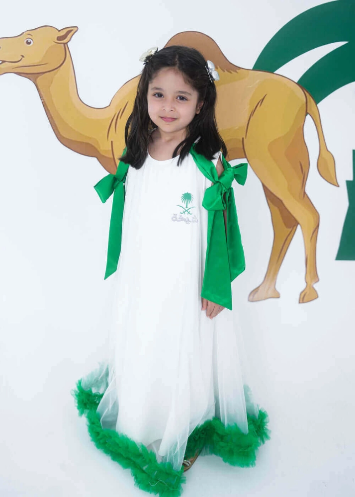 Picture of 7593 Saudi National Day Dress Ribbon Cut For Girls