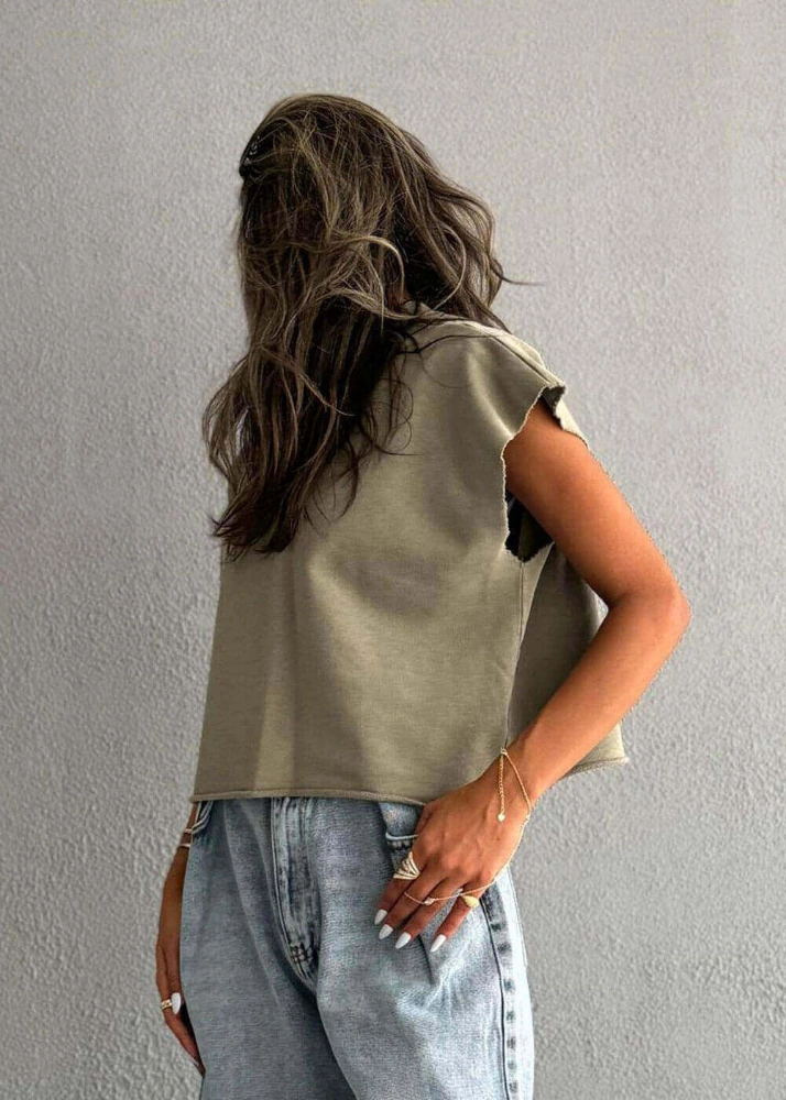 Picture of 7601 Olive Sleeveless T-Shirt For Women