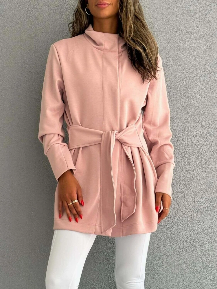 صورة 7473 Not So Basic Pink Long Jacket For Women