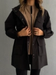 Picture of 7668 Black Hooded Jacket For Women