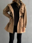 Picture of 7667 Beige Hooded Jacket For Women