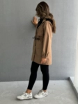 Picture of 7667 Beige Hooded Jacket For Women